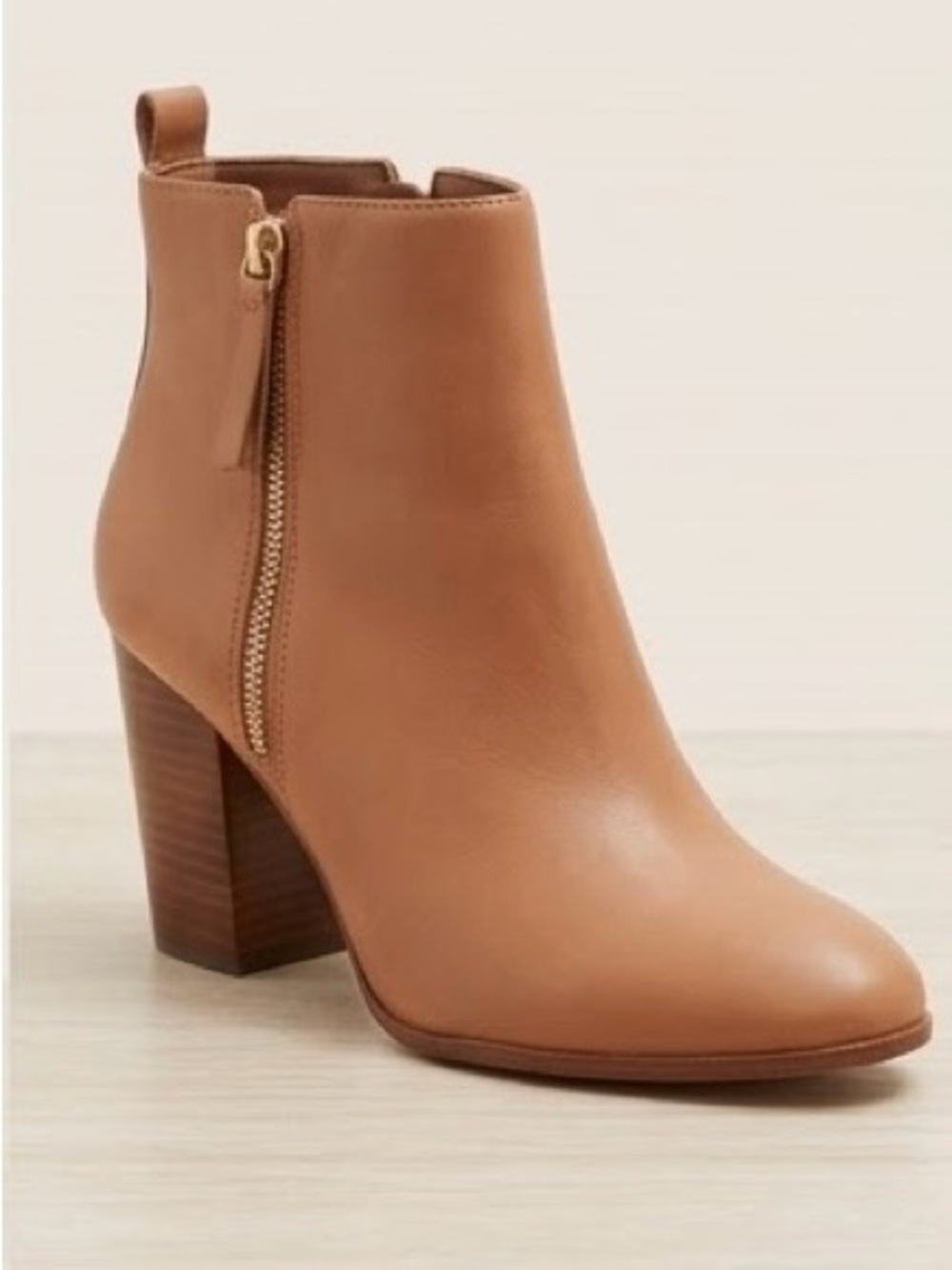 Aldo Flex Cognac Leather Ankle Bootie with Block Heel 8.5